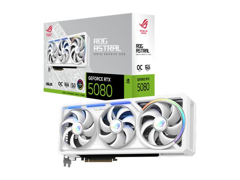 ASUS ROG Grafikkarte ROG Astral GeForce RTX 5080 16GB GDDR7 Gamer-Grafikkarte mit 16 GB GDDR7-Speicher, ermöglicht Auflösungen bis zu 8k