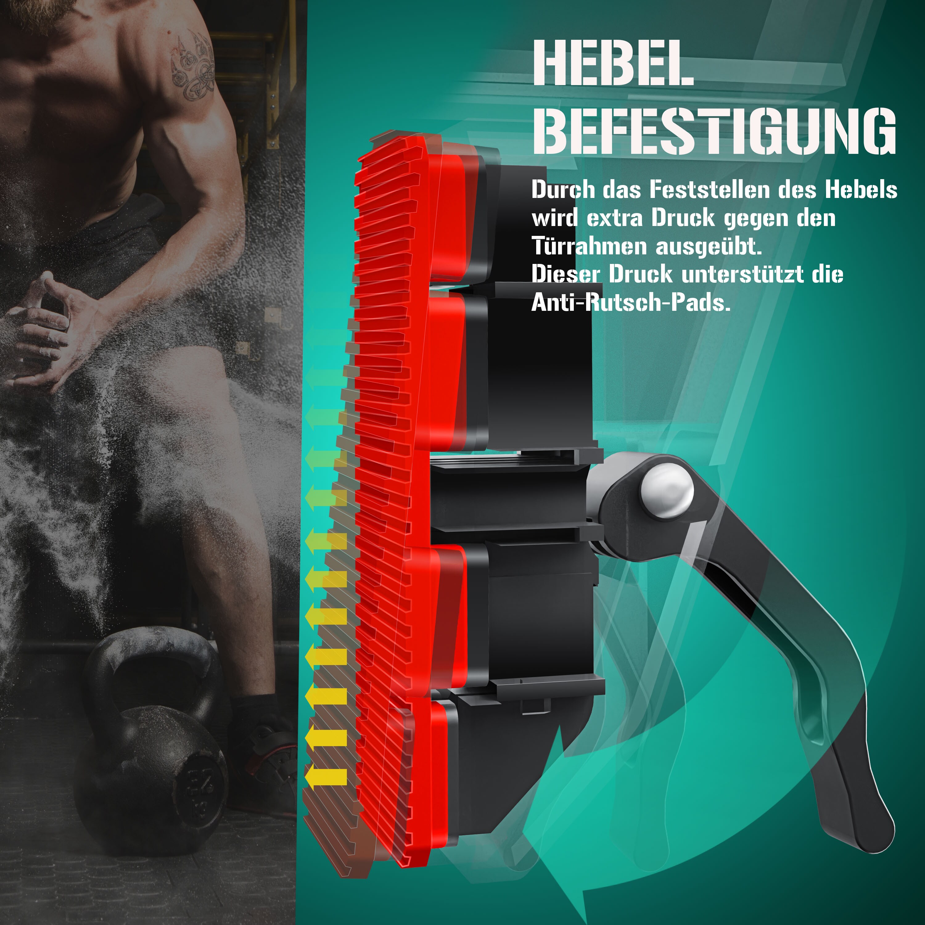 KESSER® Klimmzugstange Türrahmen verstellbar, Pull Up Bar Heimturnhalle, Reckstange ohne Schrauben/Bohren, 76-112 cm Ausziehbar, Tragfähigkeit bis zu 300Kg & rutschfeste Griffe, inkl. Resistenzbänder