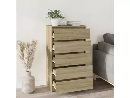 Commode Chêne sonoma 60x36x103 cm Bois d'ingénierie