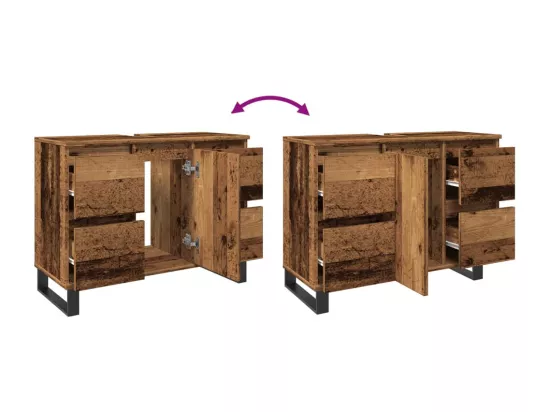 Armoire de salle de bain vieux bois 80x33x60 cm bois ingénierie