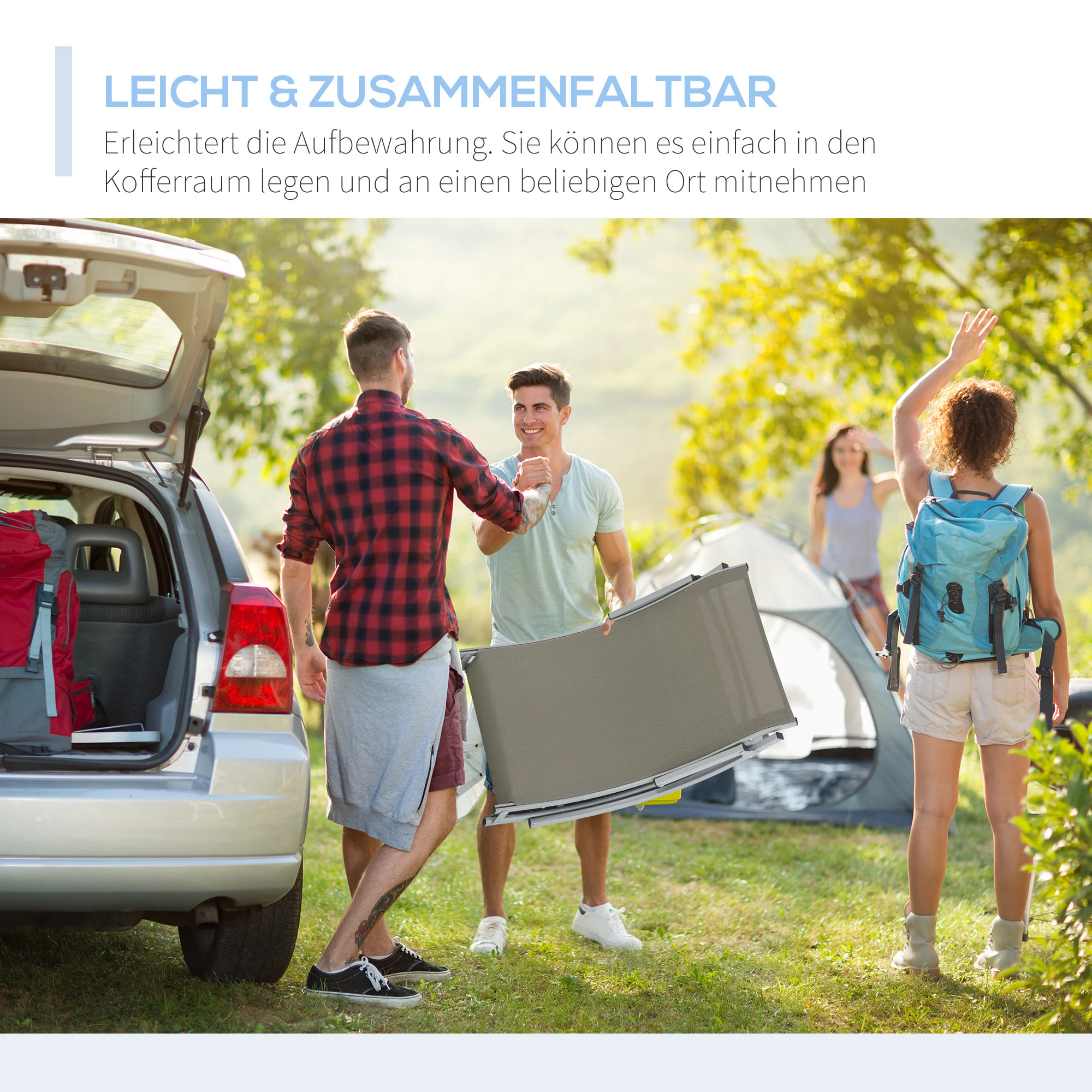 Outsunny Gartenliegen 2er Set 165 x 61 x 63 cm (LxBxH)