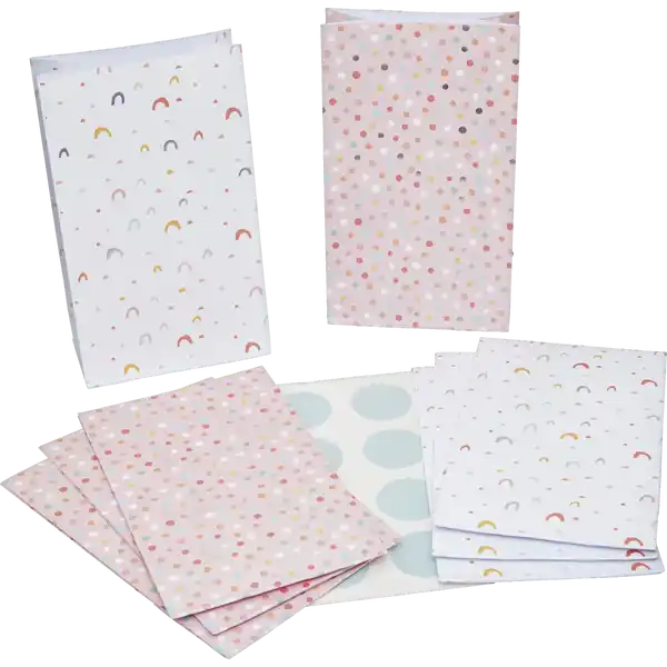 8er Set Papiertüten bunt mit Stickern