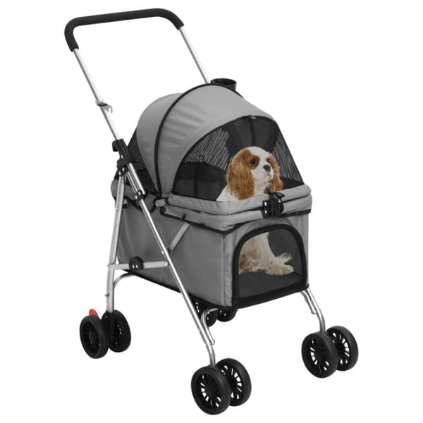 vidaXL Hundevogn sammenleggbar grå 76x50x100 cm oxford-stoff