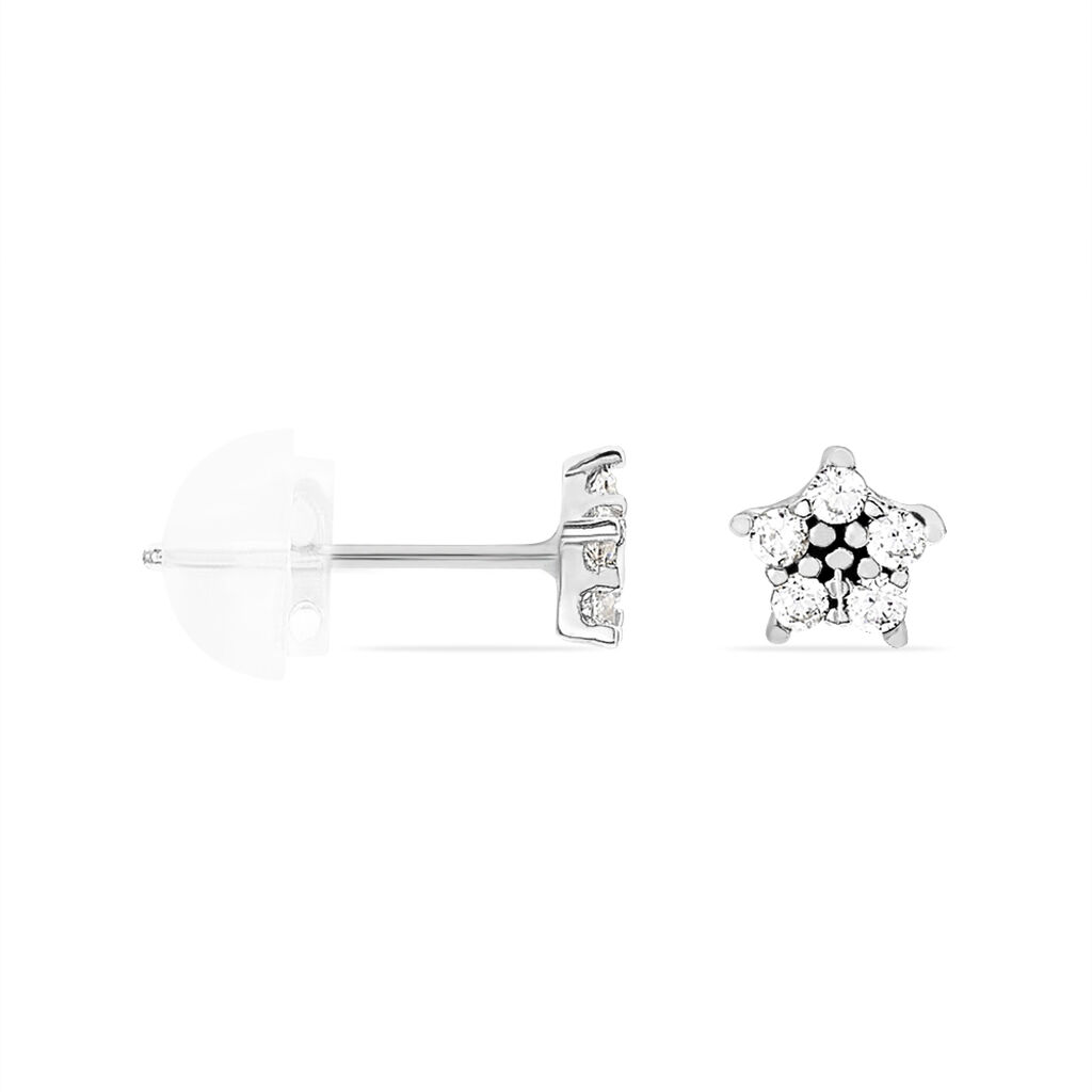 Boucles D'oreilles Puces Elais Etoile Or Blanc Oxyde De Zirconium