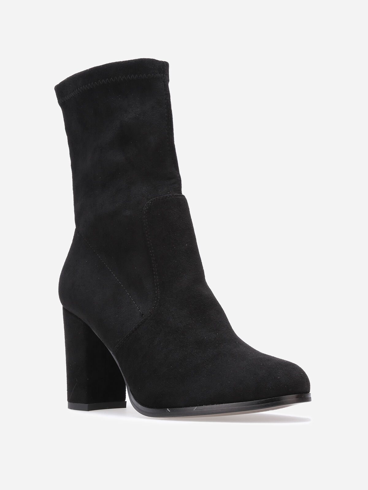 Bottines à talon montantes en suédine- Noir