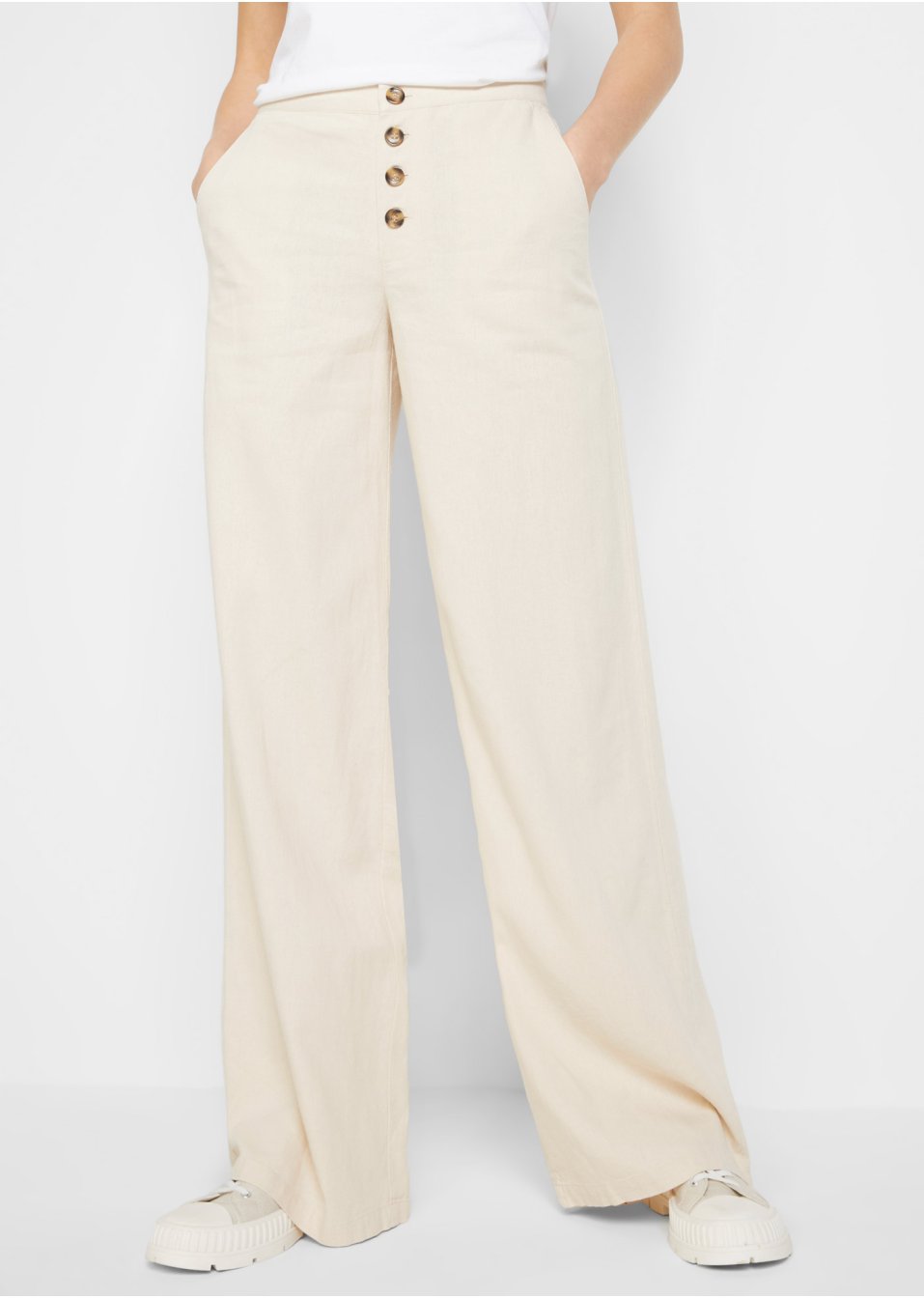 Pantalon palazzo en lin majoritaire
