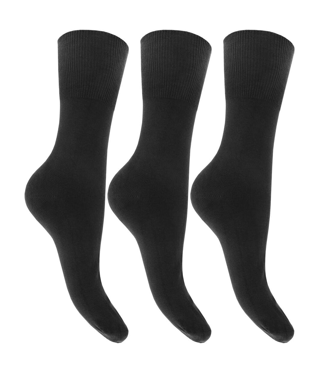 Chaussettes à haut non-élastiqué (lot de 3) - Femme (Noir) - UTW355