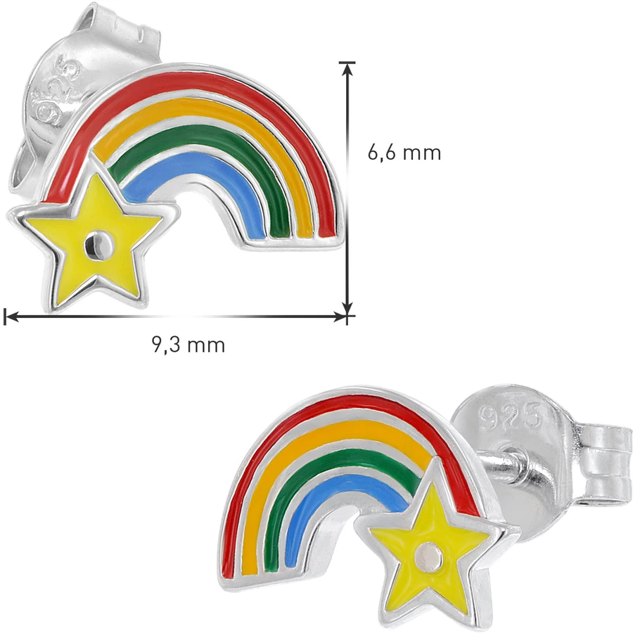 trendor Mädchen-Ohrringe Silber 925 RegenbogenStern silver