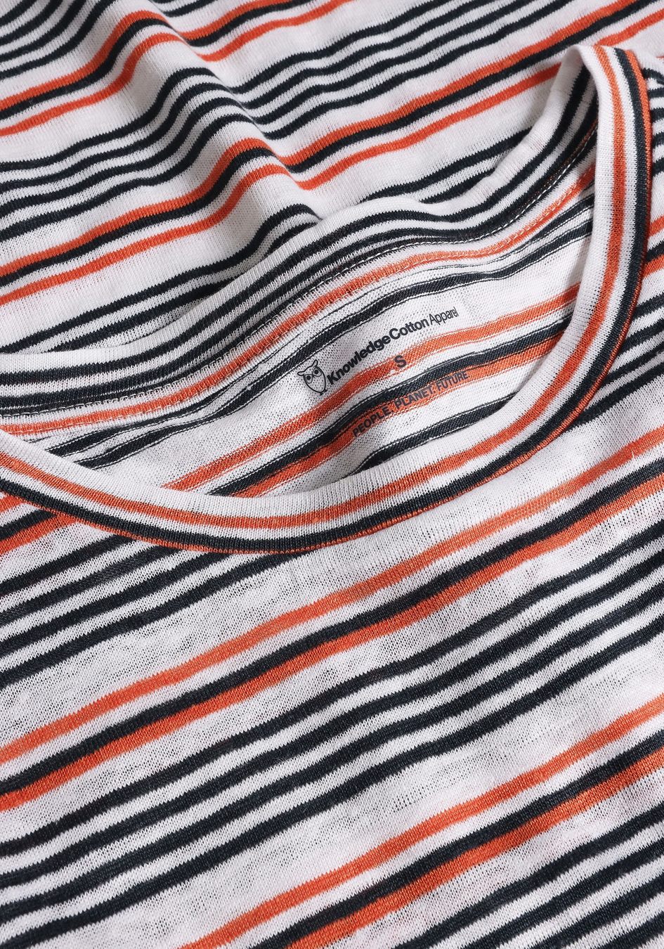 Knowledge Cotton Apparel Leinen-T-Shirt Reg Linen White Stripe