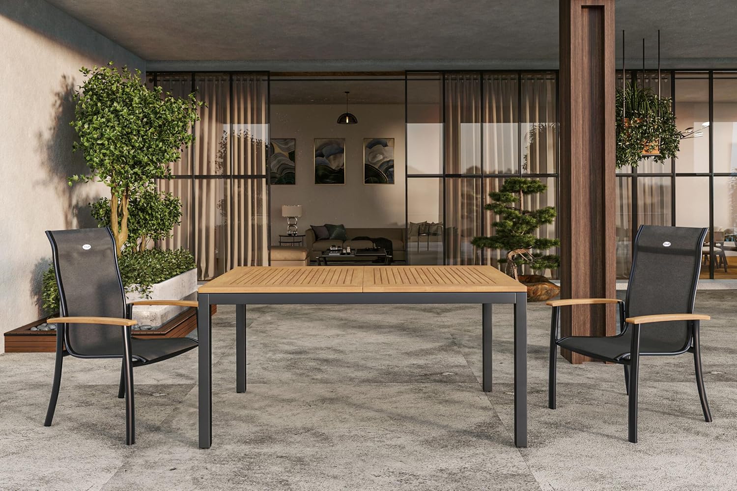 Hartman South Wales Ausziehtisch, xerix/Natur, Alu/Teak, 150/210x90cm, mit Synchronauszug