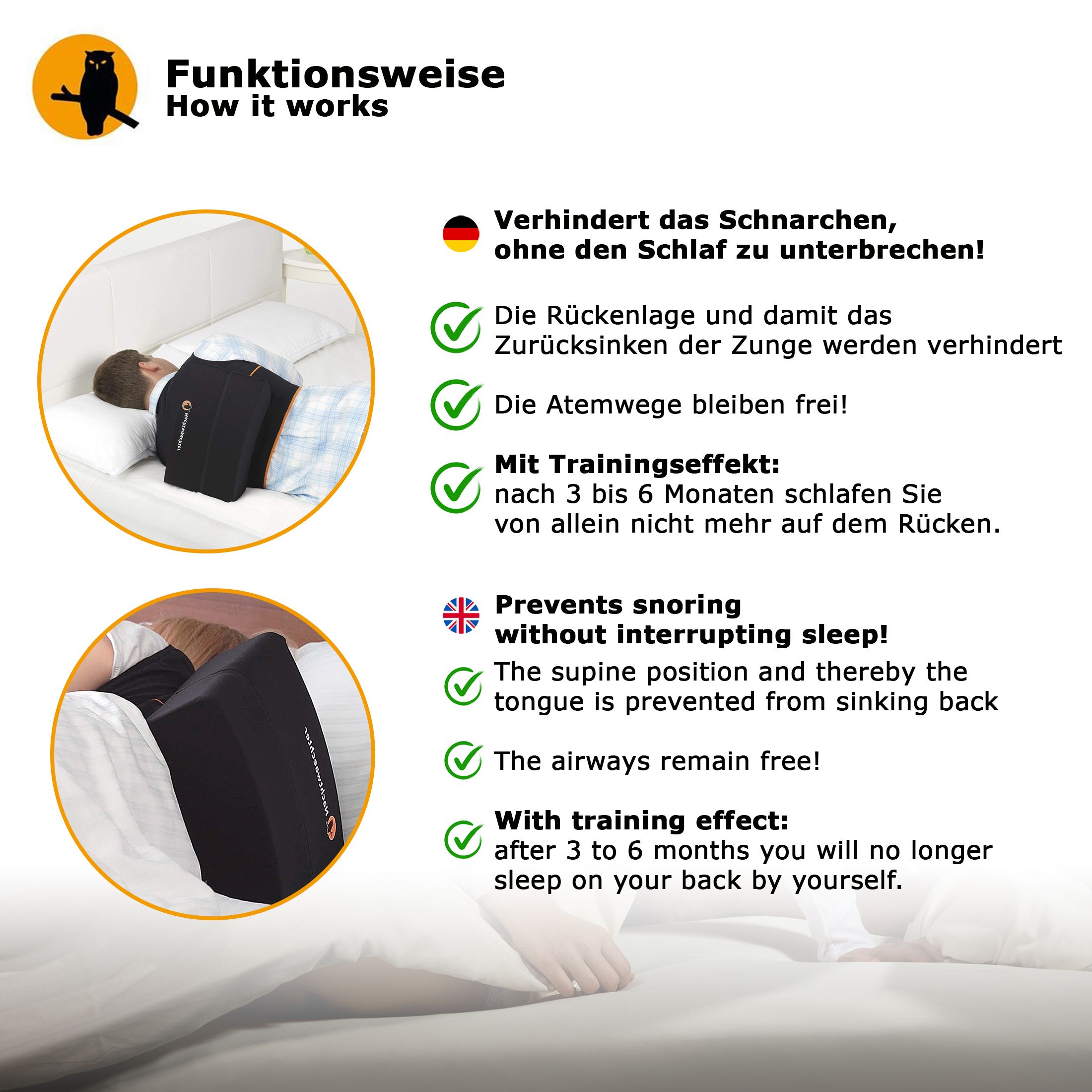 Nachtwaechter Schlafweste + Klettverlängerung und Reisetasche