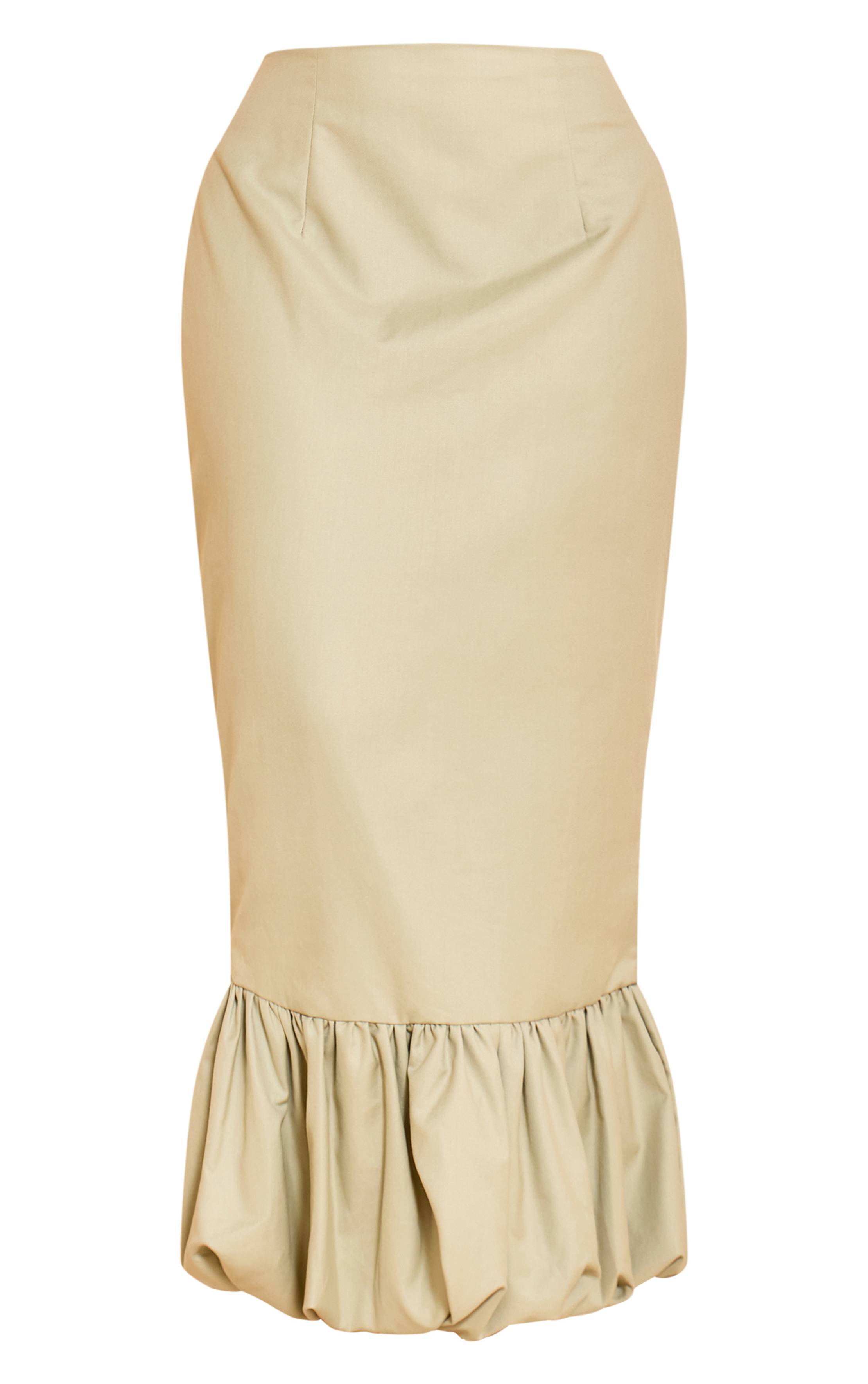 Pale Lime Jupe Maxi Bouffante À Ourlet Tombant En Tissu Tissé Shape