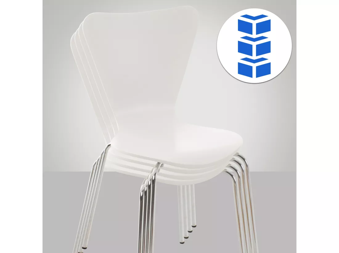 Lot de 4 Chaise de conférence - Bois & Nature - Blanc - Calisto