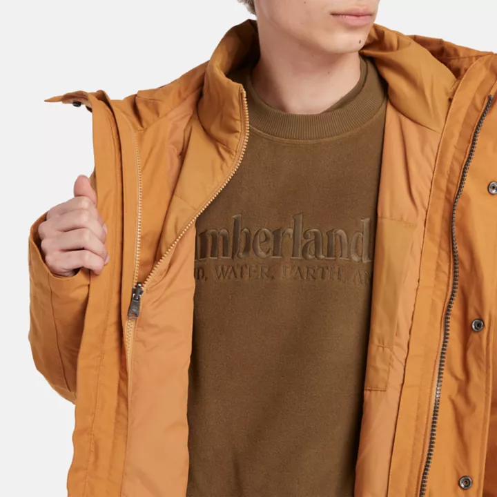 Jaqueta parka Snowdown Peak 3 em 1 com cauda de peixe, resistente à água, para homens, na cor amarela.
