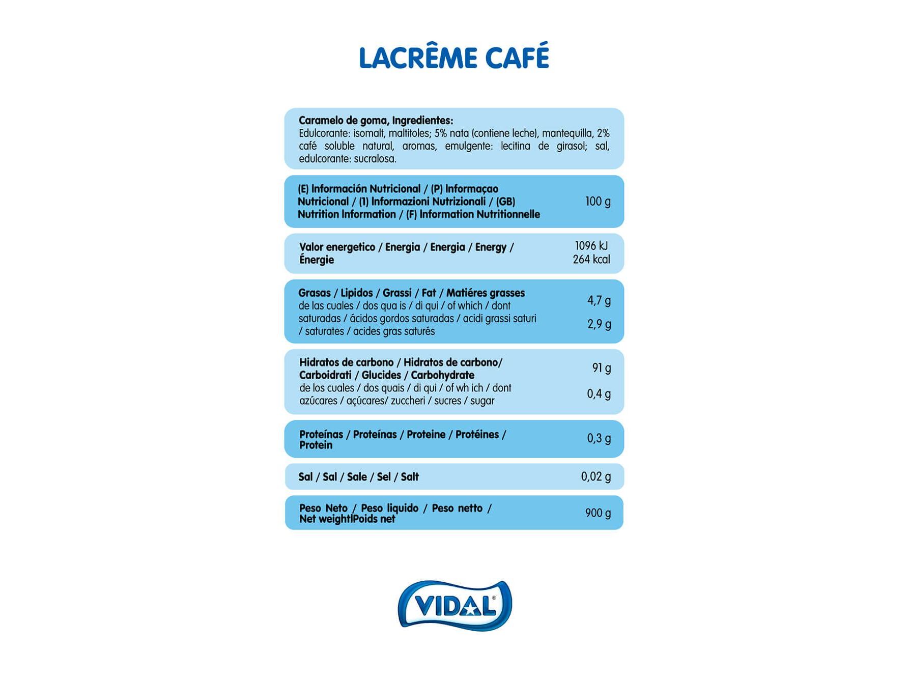 CARAMELOS VIDAL LACREME CAFÉ SEM AÇUCAR 80GR