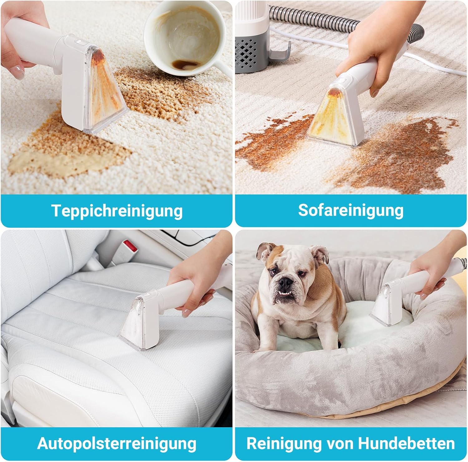 Polsterreiniger Gerät Nasssauger Waschsauger Teppichreiniger, 600W, 16KPa, 2,3L Wassertank, Selbstreinigung, Kompakter Nasssauger Polsterreiniger, Für Teppich, Sofa, Vorleger, Polster, Treppen
