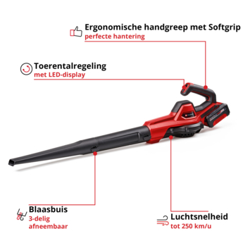 Einhell 18V bladblazer GE-UB 18/250 Li E incl 4.0 Ah accu en lader