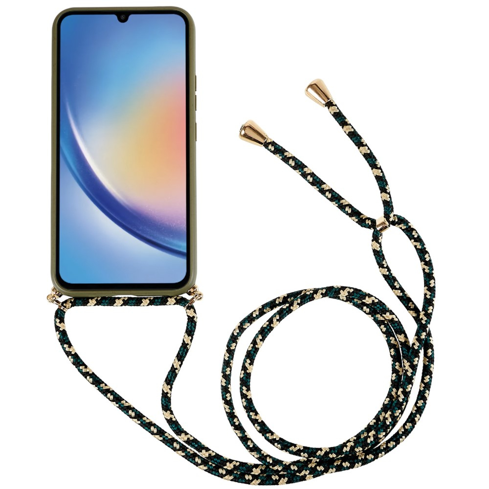 Samsung Galaxy A34 5G Necklace Bio Gummi Case Hülle Eco Friendly Nachhaltig Kompostierbar   Handykette (150cm) - Grün