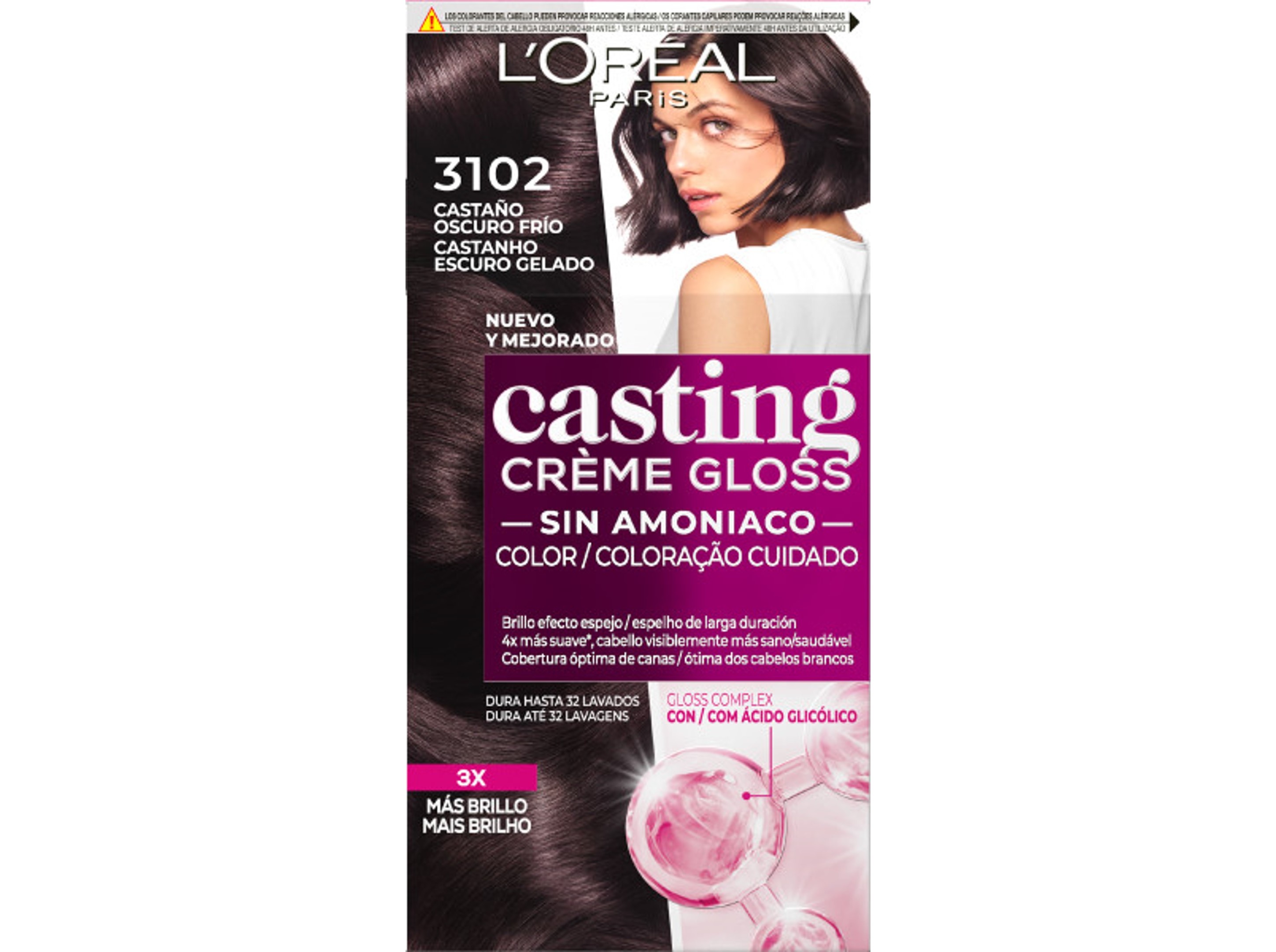 COLORAÇÃO CASTING CREME GLOSS Nº3102 CASTANHO ESCURO GELADO