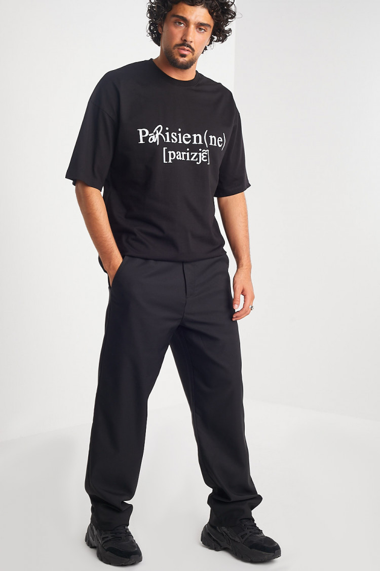 Pantalon noir coupe large