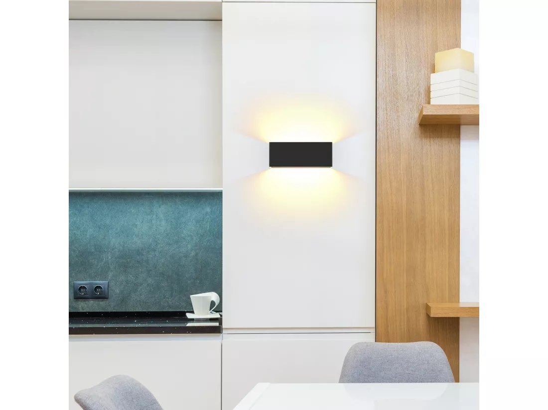 NETTLIFE LED Applique murale intérieure - 2 ver Eclairage mural noir 5W Spot mural Up Down Lampe d'escalier Faisceau réglable 3000K Blanc chaud