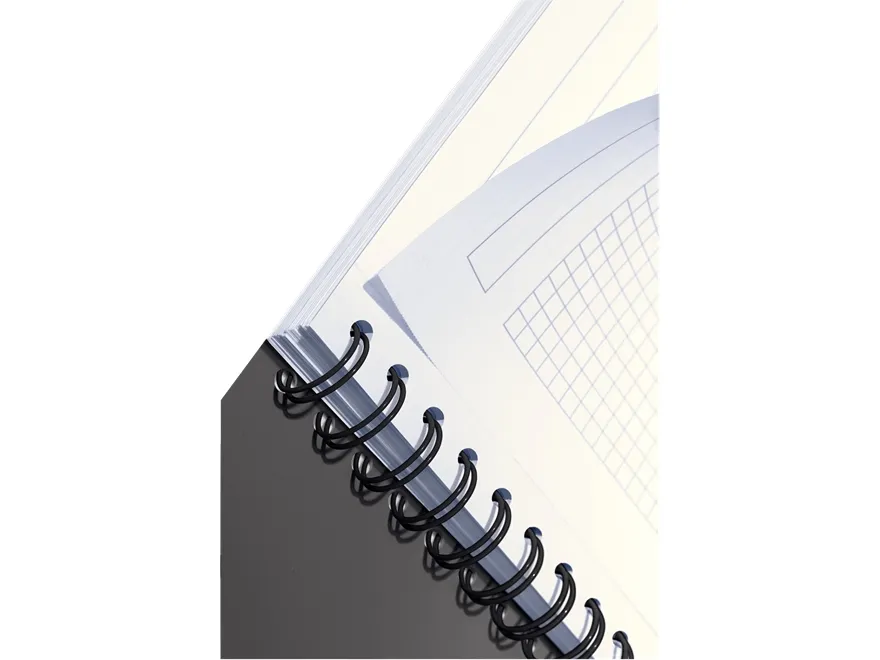 Leitz Office - Notesbog - wire-indbundet - A4 - 90 ark / 180 sider - kvadreret - grå - polypropylen (PP)