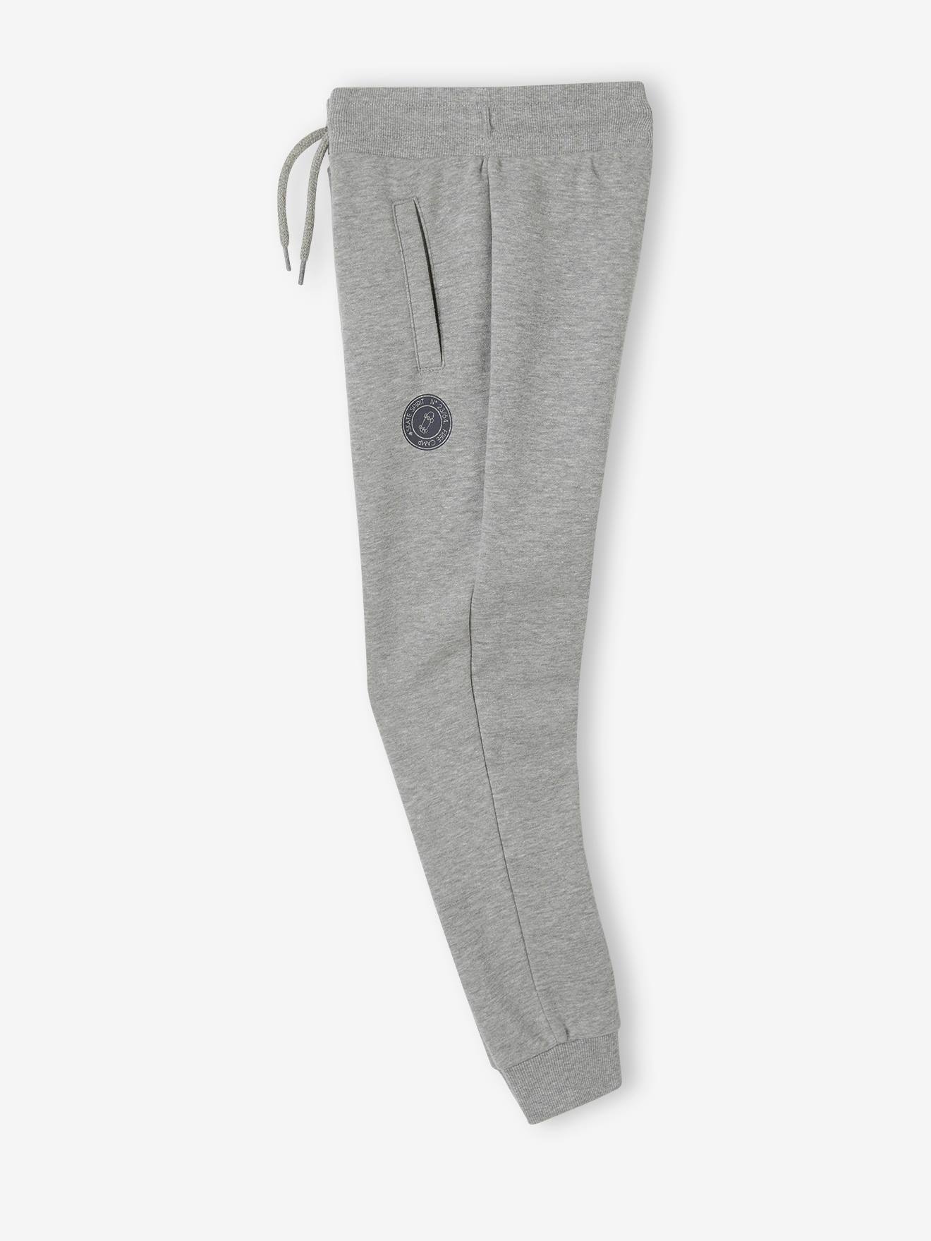 Calça de moletom estilo jogging, preta mesclada escura para menino