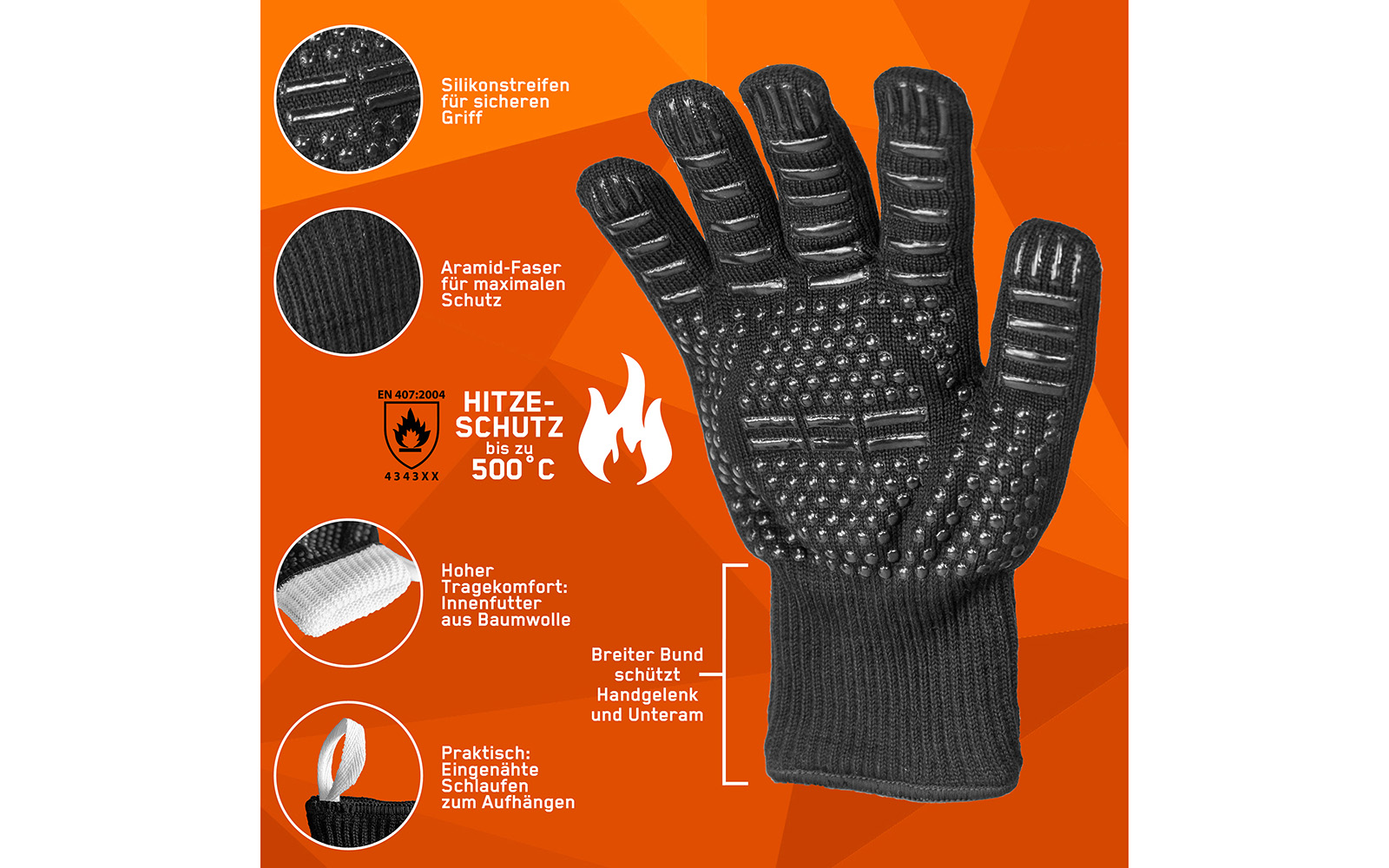 Fennek Grillhandschuhe schwarz