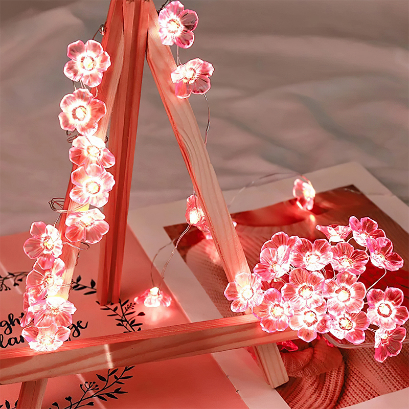 (2m) 20 LED's Deko Lichterkette Blumen Beleuchtung (Batteriebetrieben) - Warmweiss