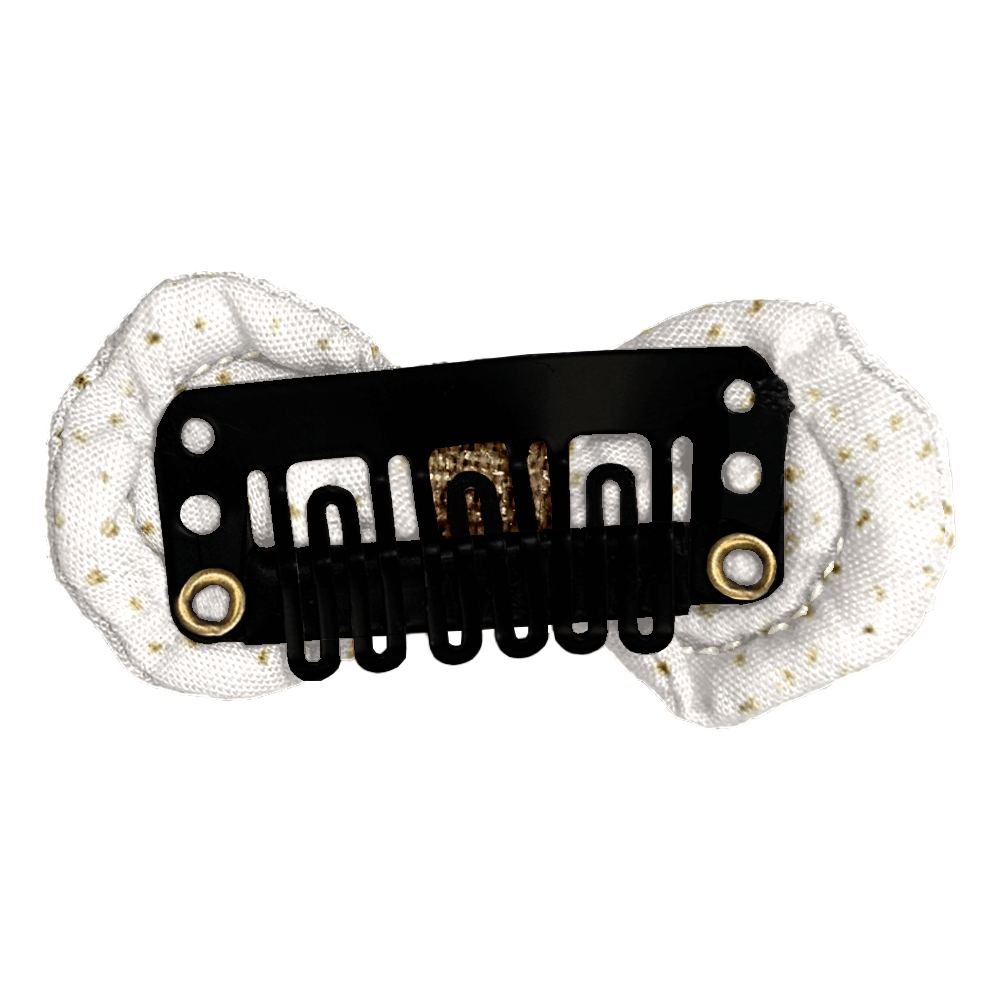 Barrette Noeud Anti-Glisse Blanc Pailleté