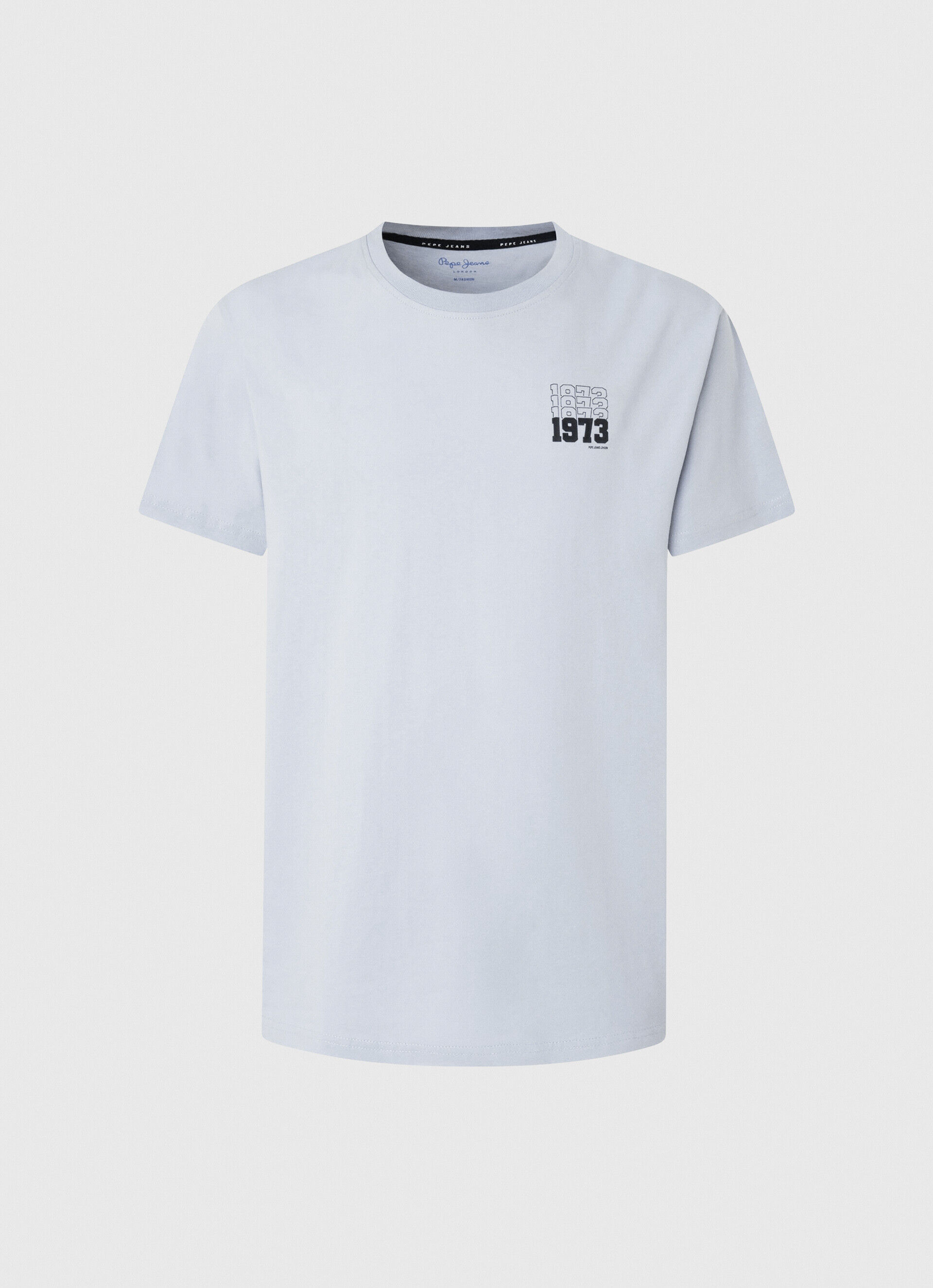 Camiseta de algodão com logo de 1973 - azul claro
