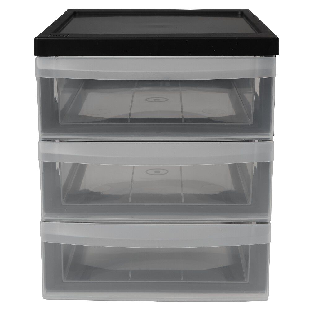 Tour de rangement A5 noire 3 tiroirs transparent 6 L