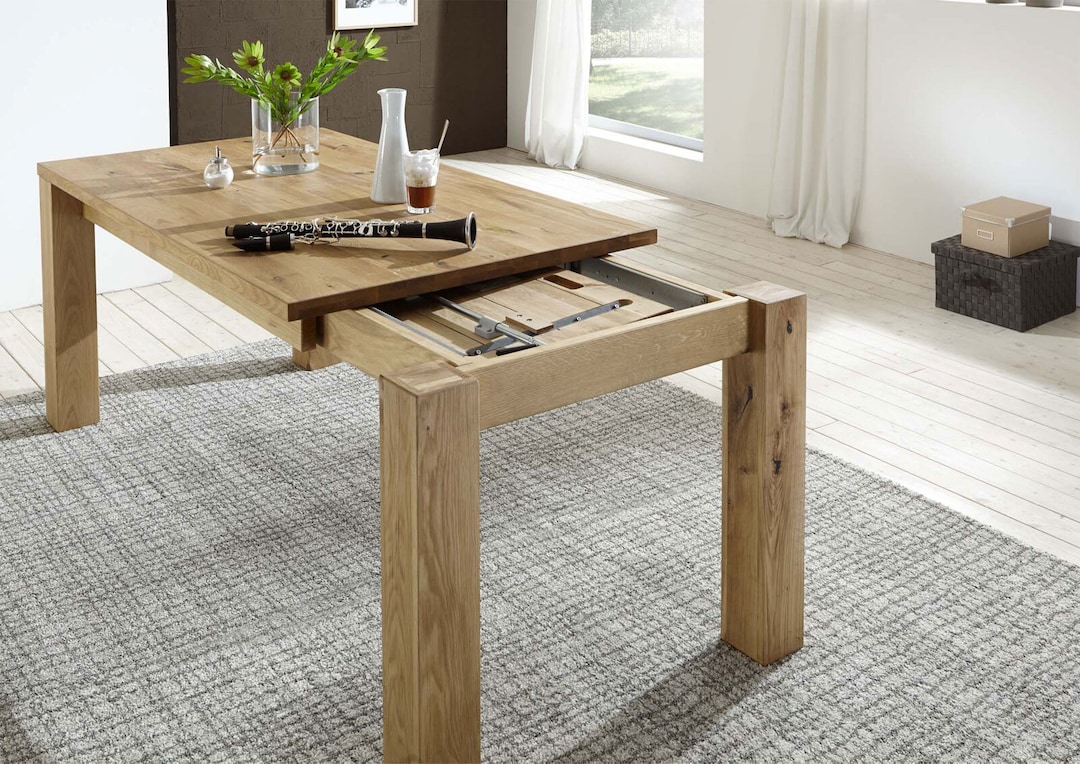 Esstisch 160-230 x 90 cm Wildeiche massiv geölt