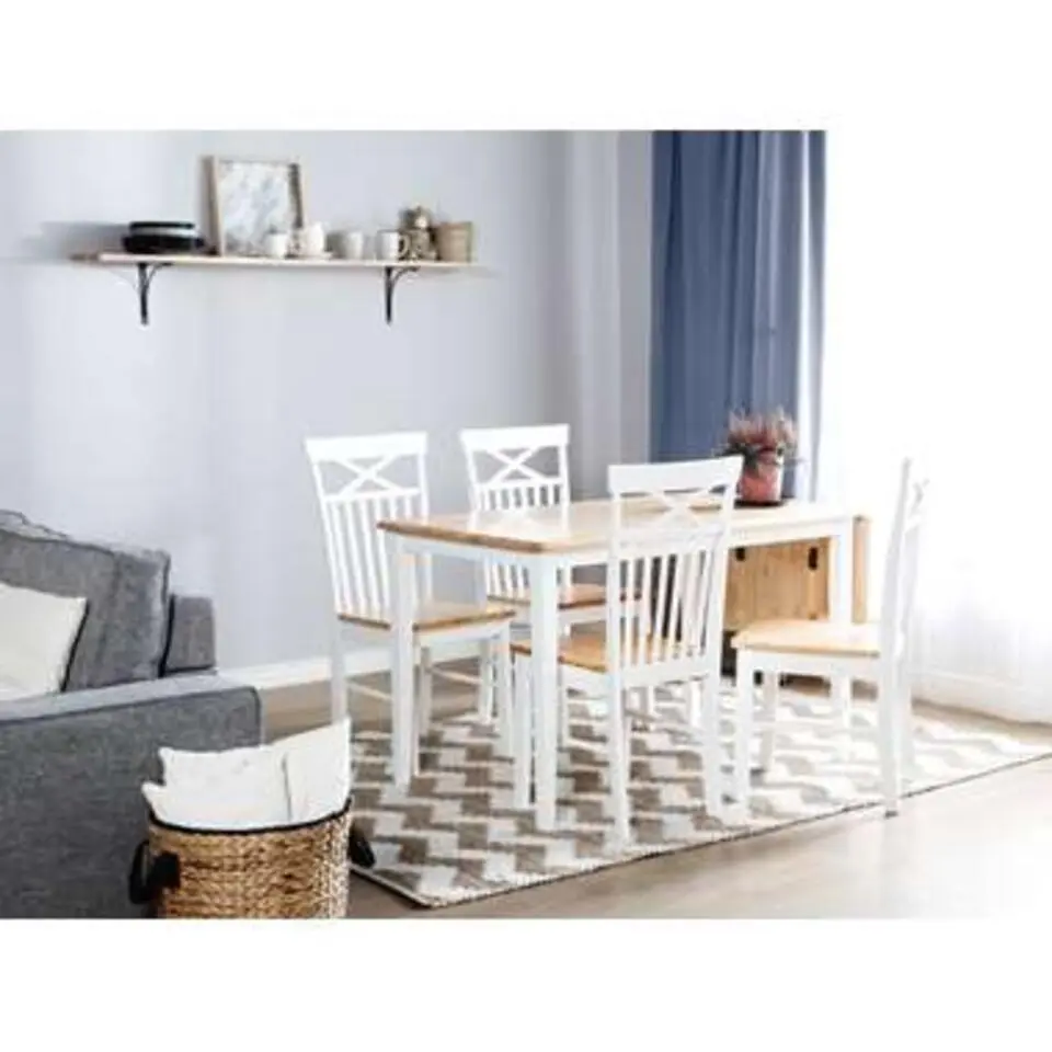 LOUISIANA - Eettafel - Wit - 75 x 120/160 cm - Rubberhout
