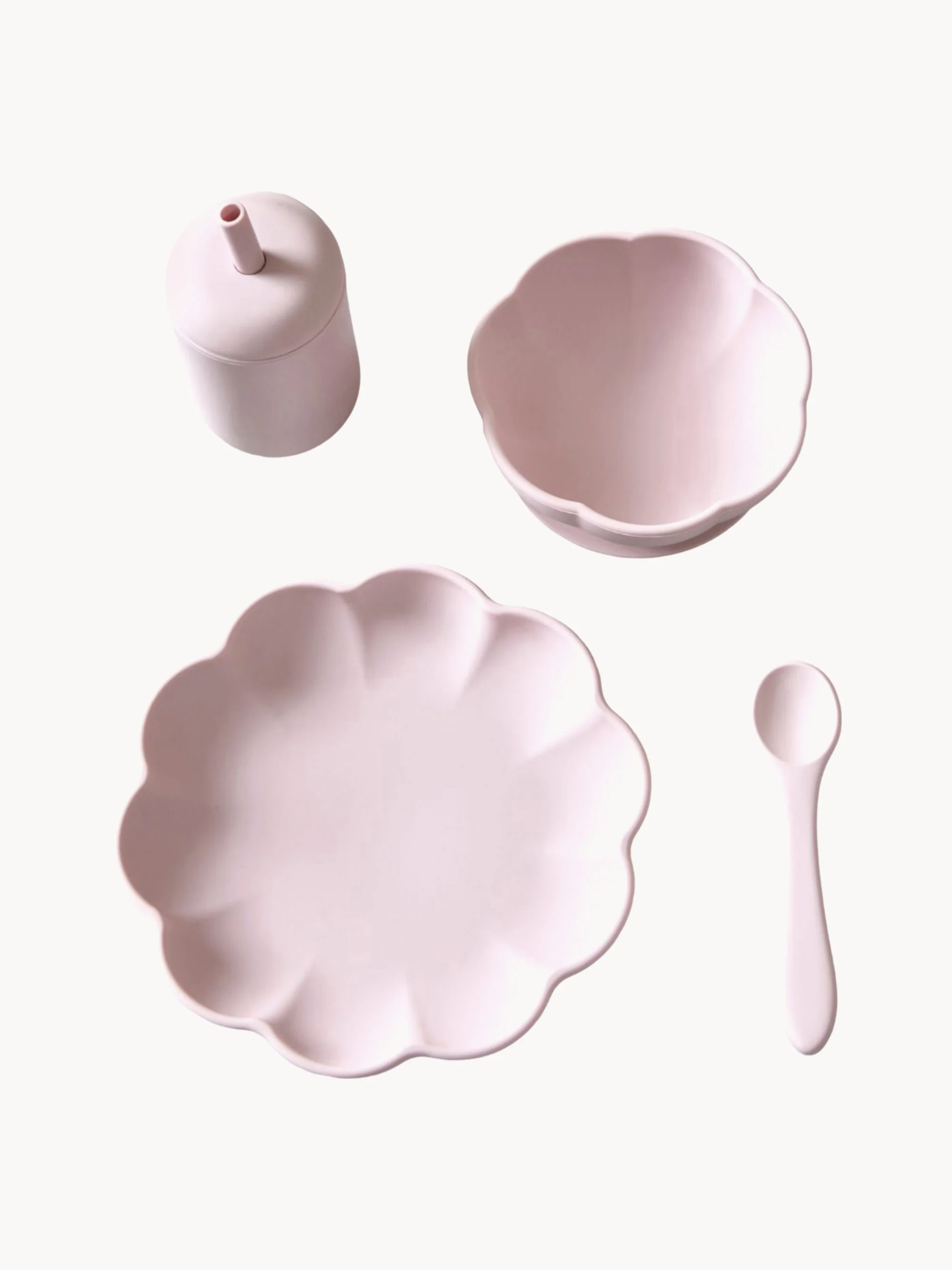 Kinderserviesset Little Poppy van silicone, 4-delig