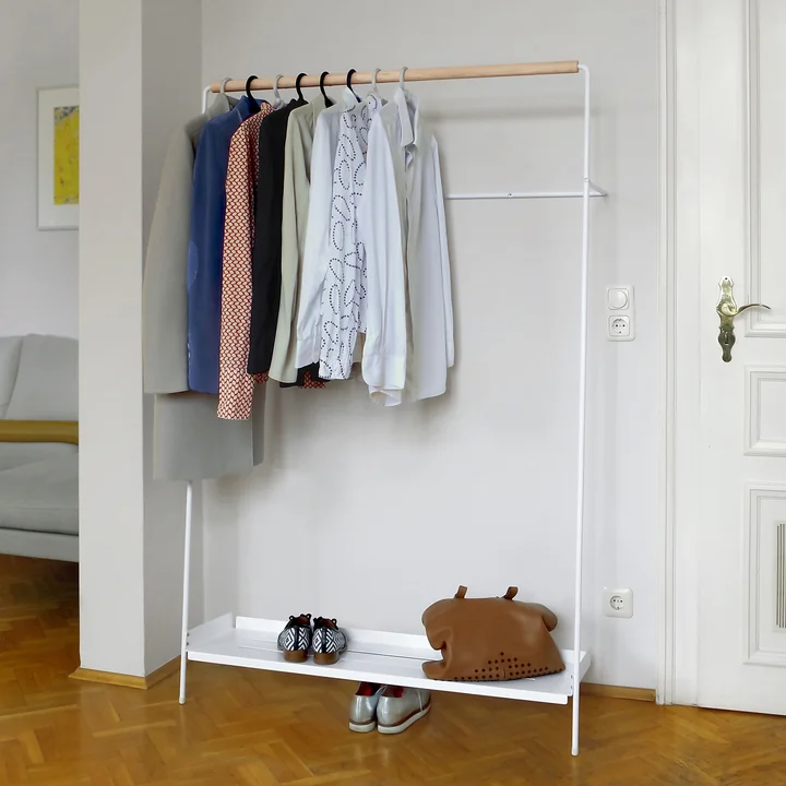 vonbox - Anlehngarderobe Meta, weiss / Esche