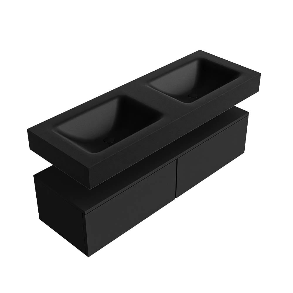 Zaro Alan badmeubel 130cm urban 2 lades met vrijhangende wastafel cloud dubbel 2 kraangaten urban