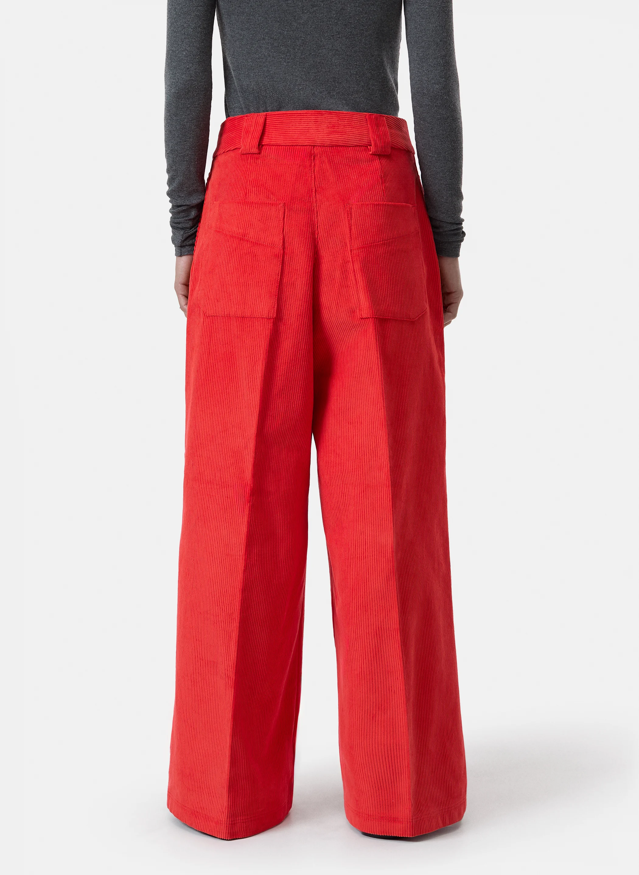 WYSTAN - Pantalon large en velours côtelé de coton | Rouge