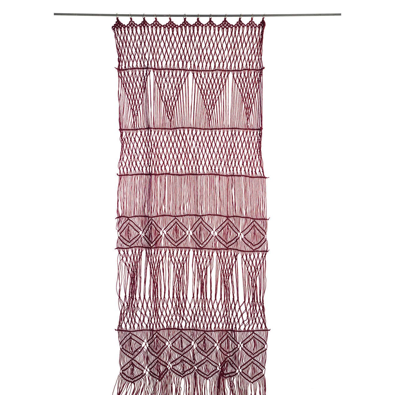 En Fil d'Indienne Rideau en macramé Resille carmin - 100x280 cm