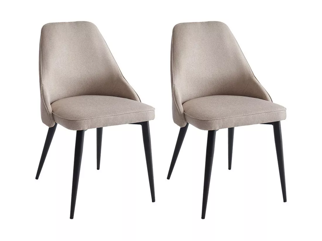 Lot de 2 chaises en tissu et métal - Crème - EZRA