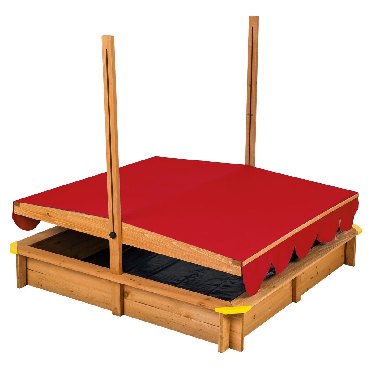tectake Emilia zandbak 120 x 120 x 120 cm van hout met verstelbaar dak