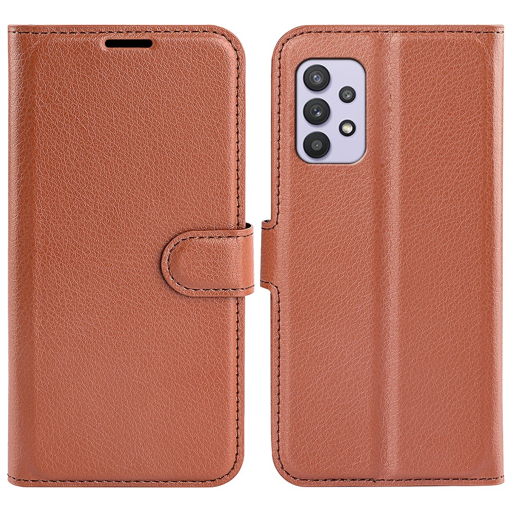 Samsung Galaxy A53 5G Leder Tasche Flip Cover Litchi Look - Braun