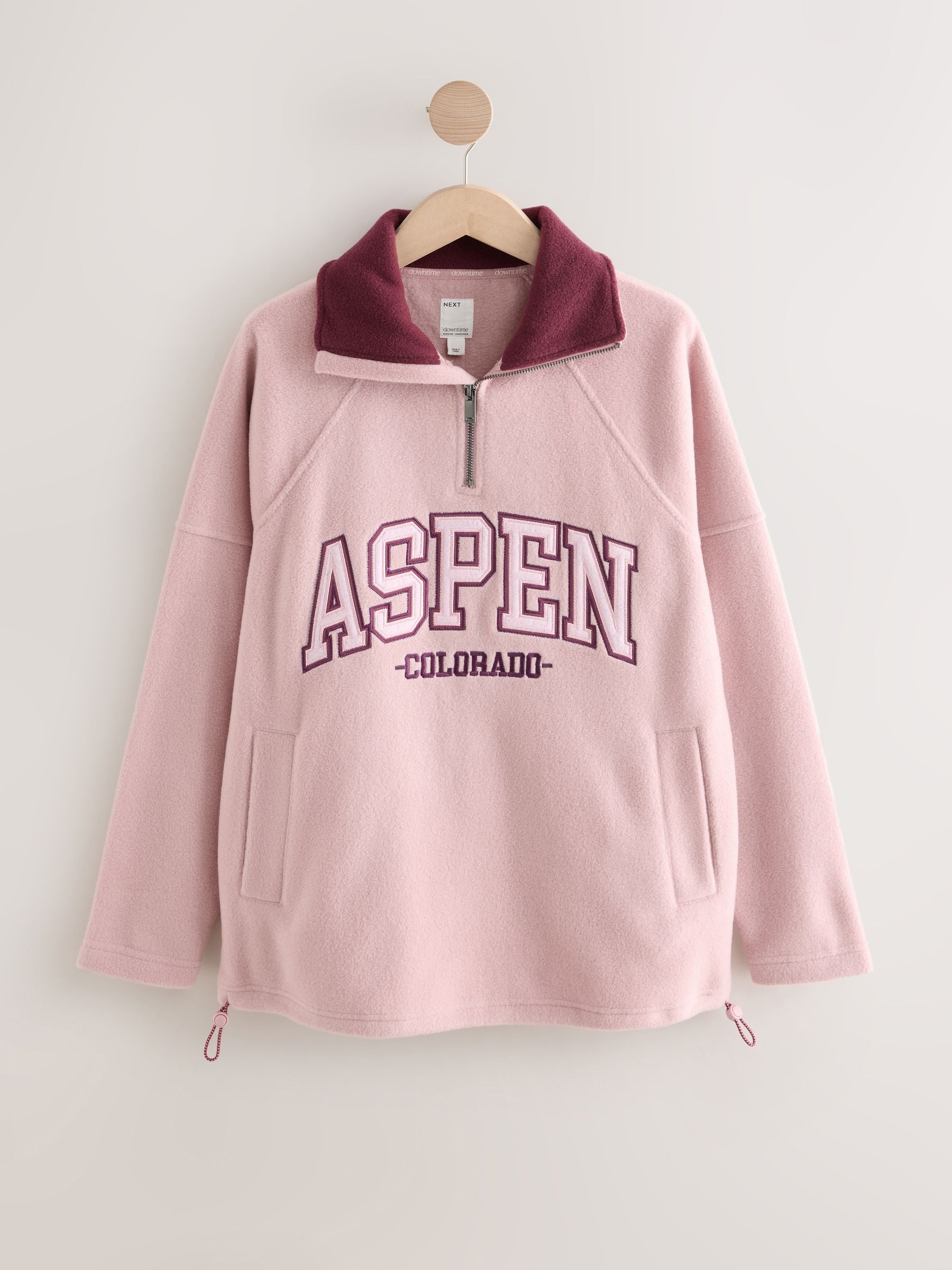 Roze/Bordeauxrood - Fleece met rits tot aan de borst