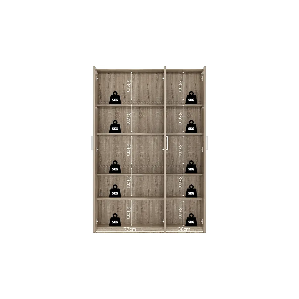 Interiax Kledingkast 'Mila' - Sonoma Eik - 3 Deurs - 180x120x42 cm