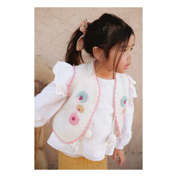 Louise Misha Gilet Brodé Main Sylna | Ecru