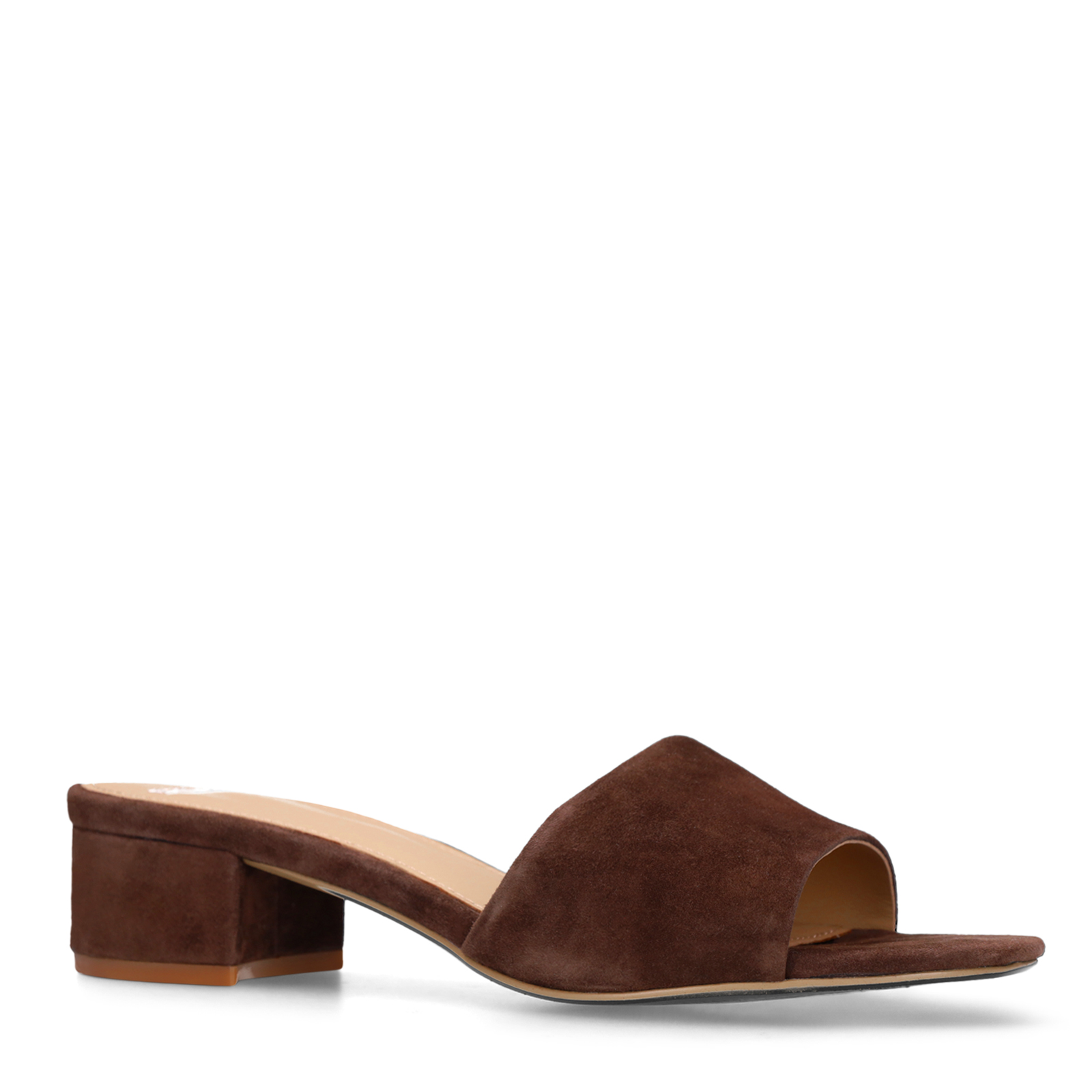 Bruine suède sandalen met hak