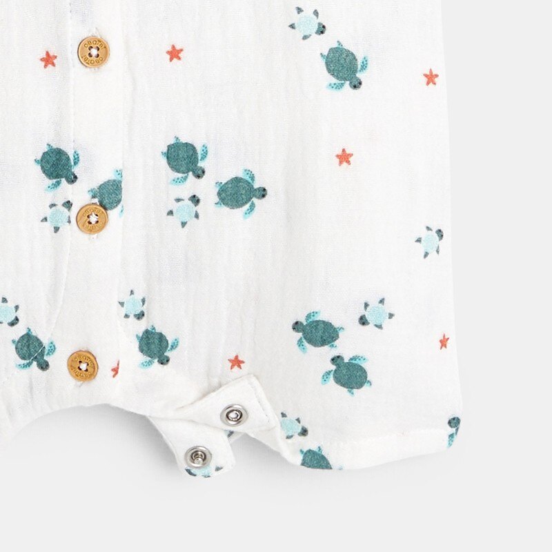 Combinaison courte tortue blanc bébé garçon Vert