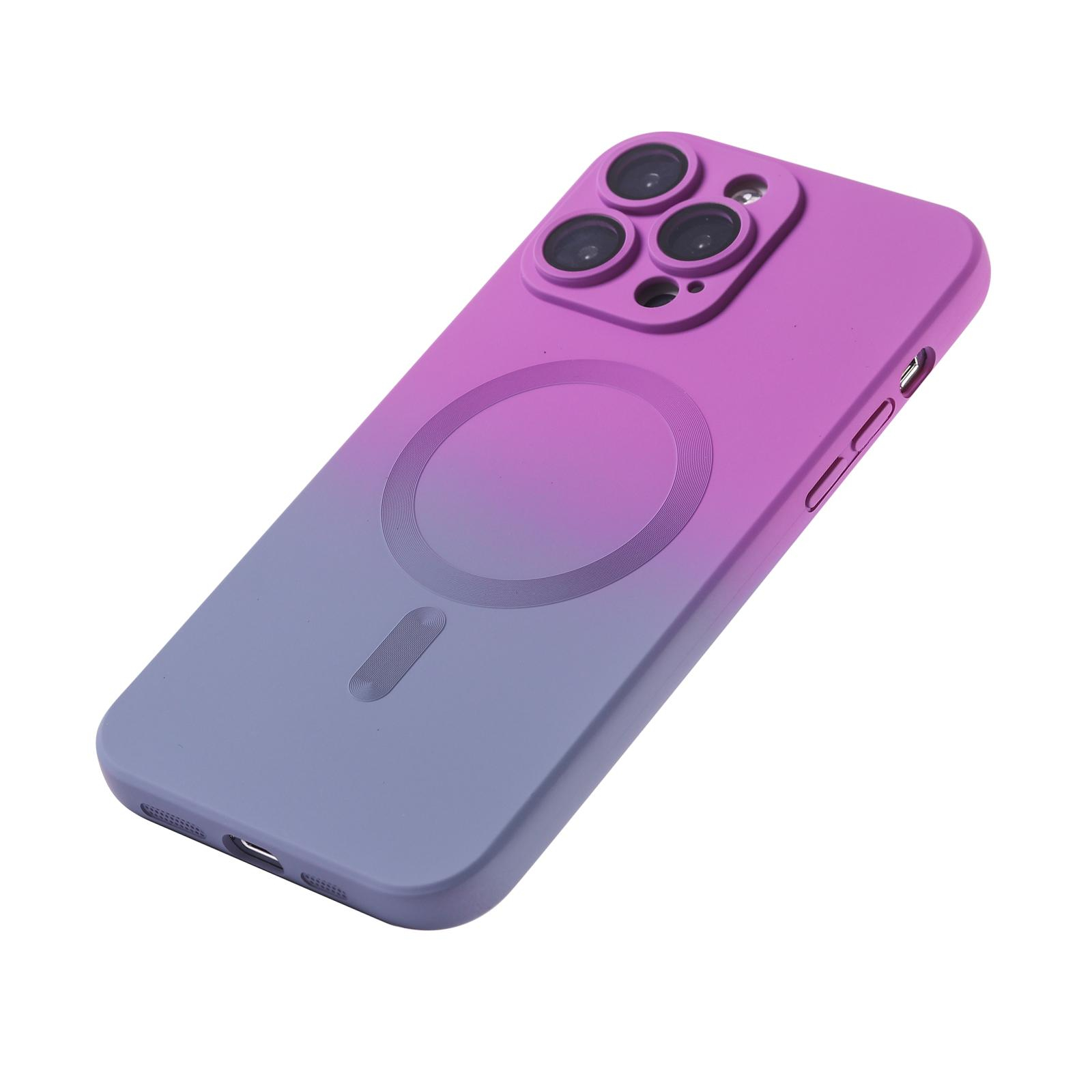 iPhone 13 Pro MagSafe Gummi Case Hülle Kameraglasschutz mit Farbverlauf - Lila / Grau