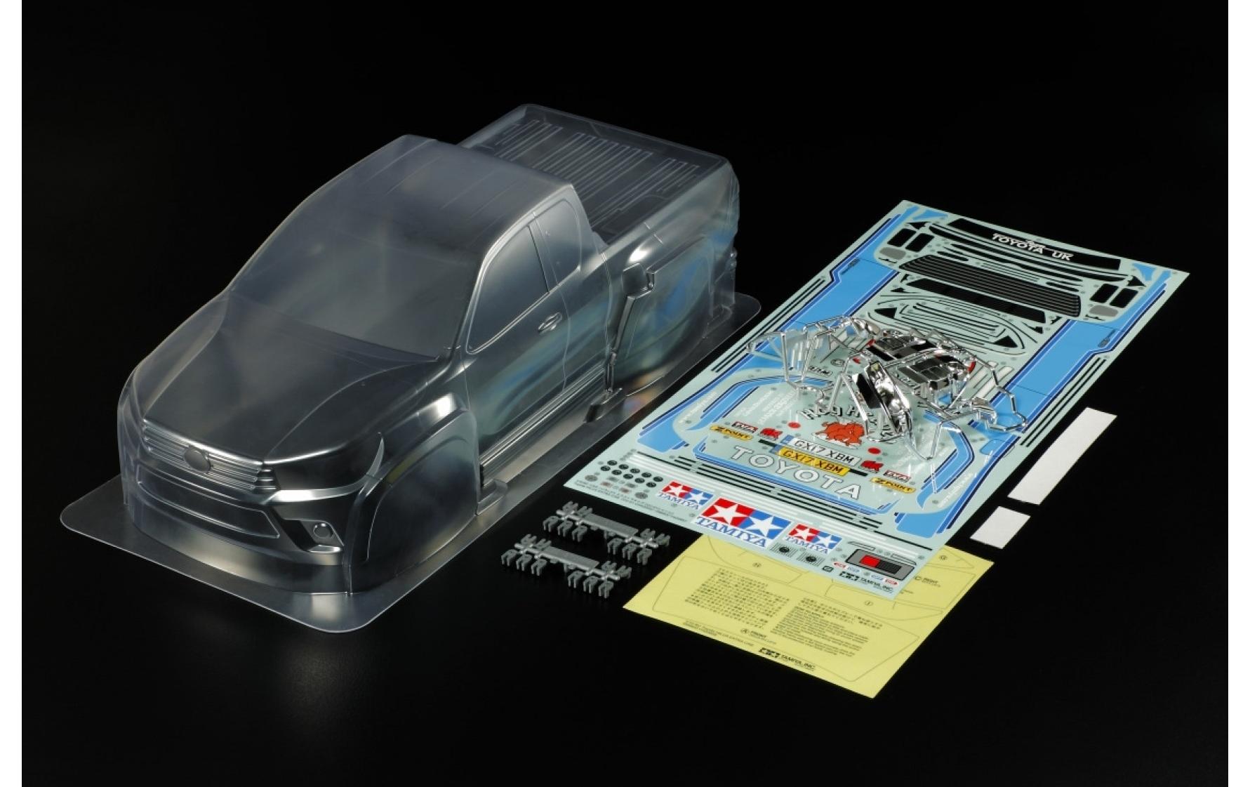 Karosserie Toyota Hilux Extra Cab CC-01, 1:10, unlackiertToyota Hilux Pick-up Karosserie aus transparentem Lexan