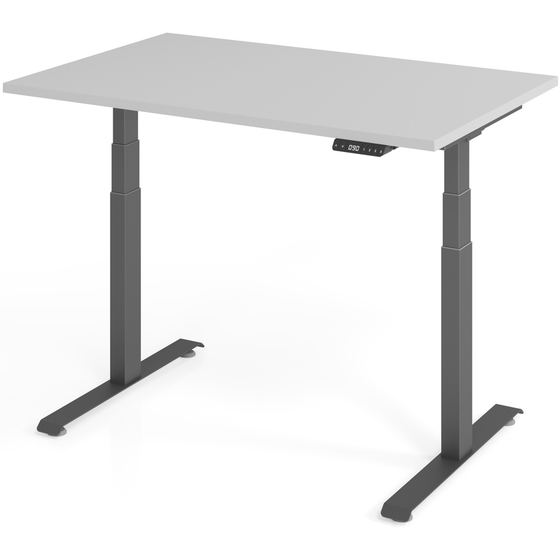 Elektrisch höhenverstellbarer Schreibtisch Tarys Ergo-0, Gestellfarbe graphit, 120 x 80 cm, grau